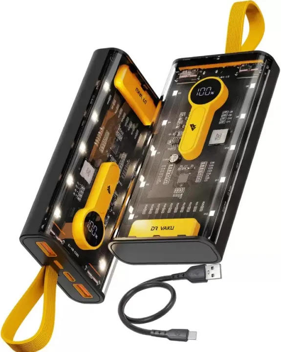 Transparent 66W High-Speed Power Bank – 20000mAh, PD 22W